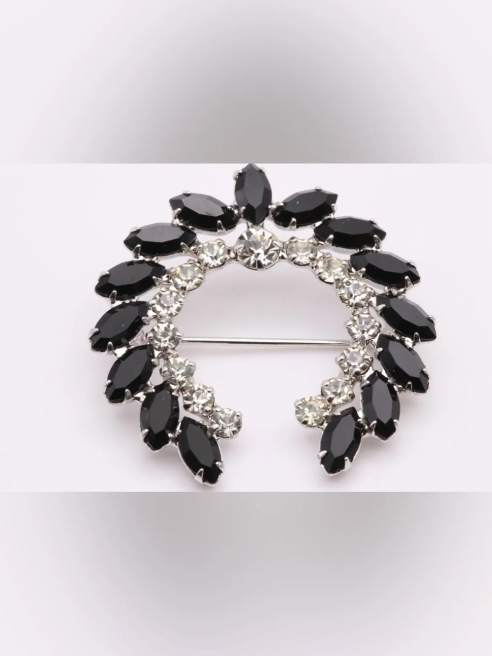 Vintage B David Black Rhinestone Clip Earrings Old Hollywood Glam